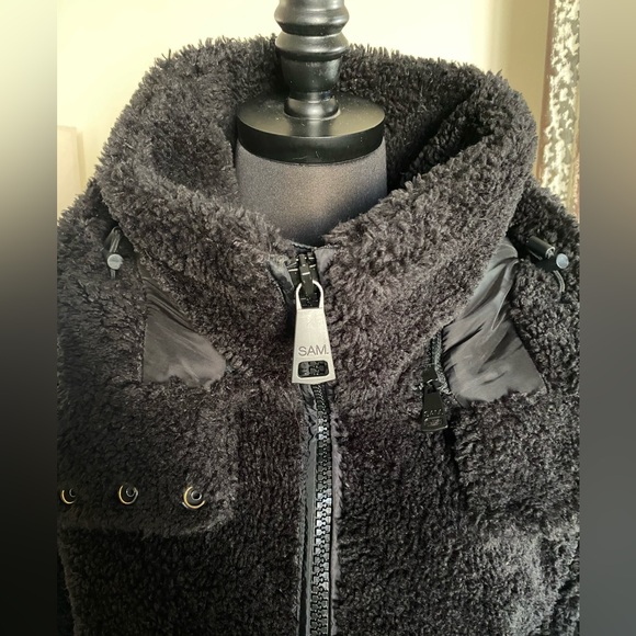 SAM Boucle Faux Shearling Nala Outdoor Coat Water Resistant Bomber Jacket - Picture 2 of 16